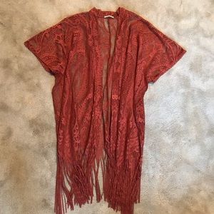 Rust-Orange Lace Kimono